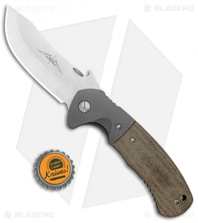 Emerson Custom Rendevous Liner Lock Knife OD Green Micarta (3.625" Satin)
