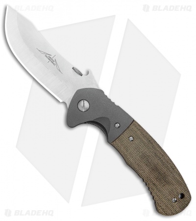 Emerson Custom Rendevous Liner Lock Knife OD Green Micarta (3.625" Satin)