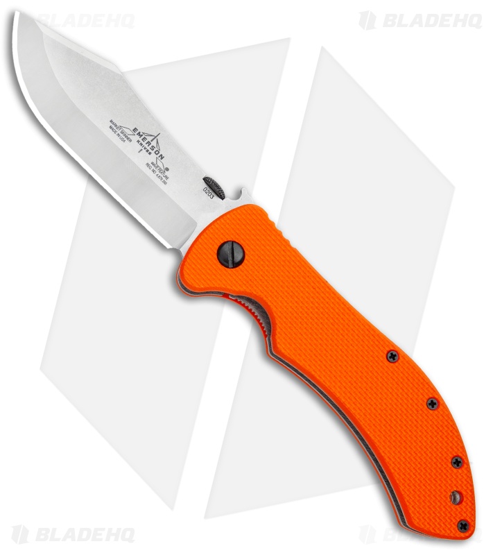 Emerson Market Skinner Liner Lock Knife Orange G-10 (3.9" Stonewash) 