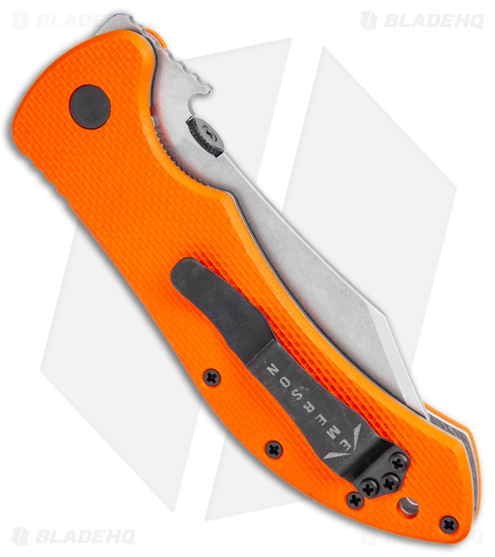 Emerson Market Skinner Liner Lock Knife Orange G-10 (3.9" Stonewash) 