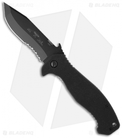 Emerson CQC-15 BTS Knife Tanto w/ Wave (3.9" Black Serr)