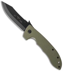 Emerson CQC-8 BT Jungle Green Bowie Knife w/ Wave (3.875" Black)