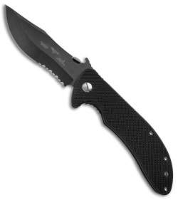 Emerson Iron Dragon Frame Lock Knife Black G-10 (3.75" Black Serr) BTS