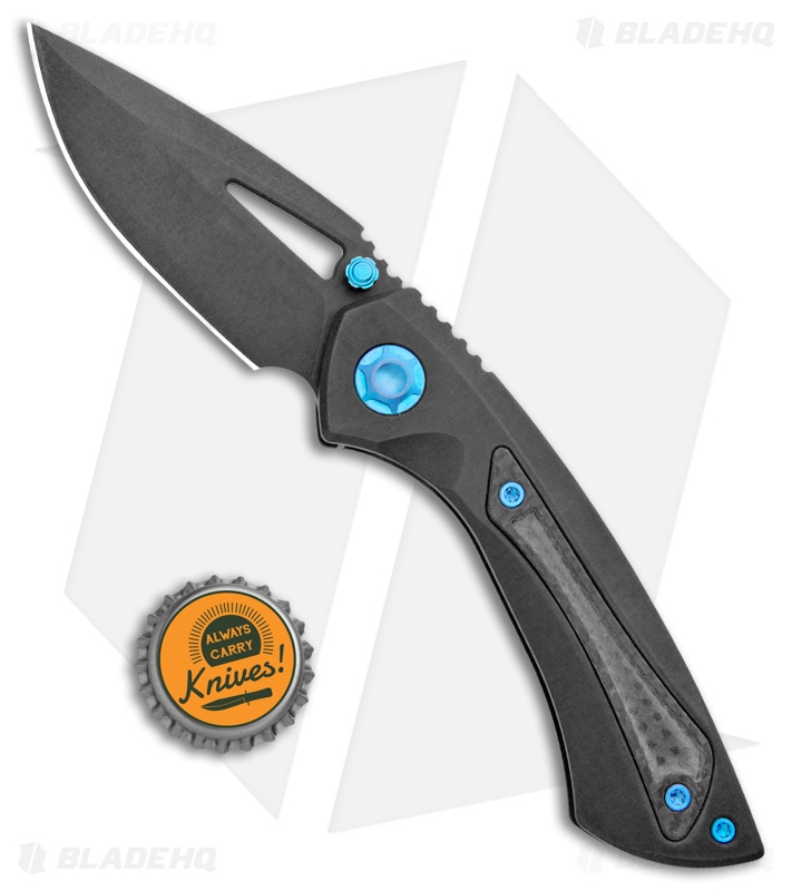 EOS Dorado S Frame Lock Knife Black Ti/Blue Hardware (3" Black) 