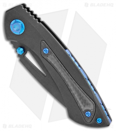 EOS Dorado S Frame Lock Knife Black Ti/Blue Hardware (3" Black) 