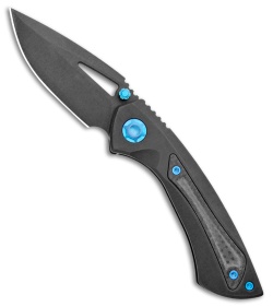 EOS Dorado S Frame Lock Knife Black Ti/Blue Hardware (3" Black) 