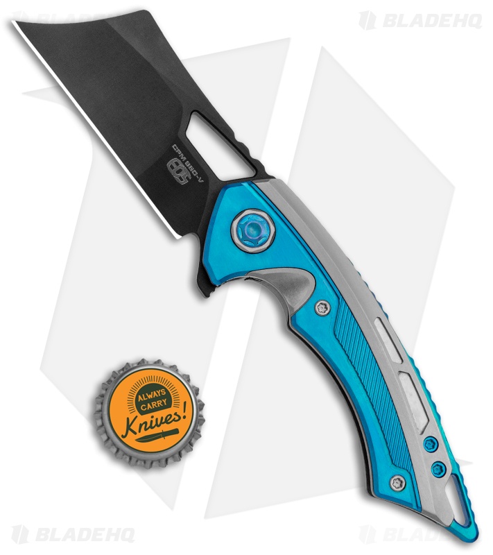 EOS Mini Nautilus Frame Lock Knife Titanium Satin/Blue (3.1" Black)