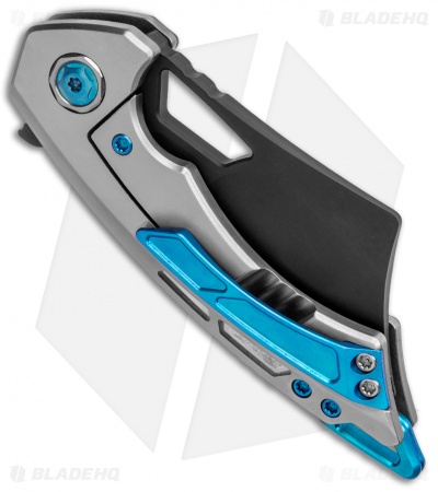 EOS Mini Nautilus Frame Lock Knife Titanium Satin/Blue (3.1" Black)