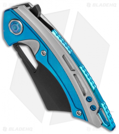 EOS Mini Nautilus Frame Lock Knife Titanium Satin/Blue (3.1" Black)