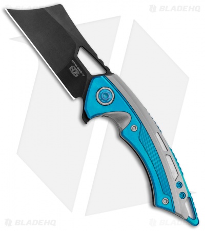 EOS Mini Nautilus Frame Lock Knife Titanium Satin/Blue (3.1" Black)
