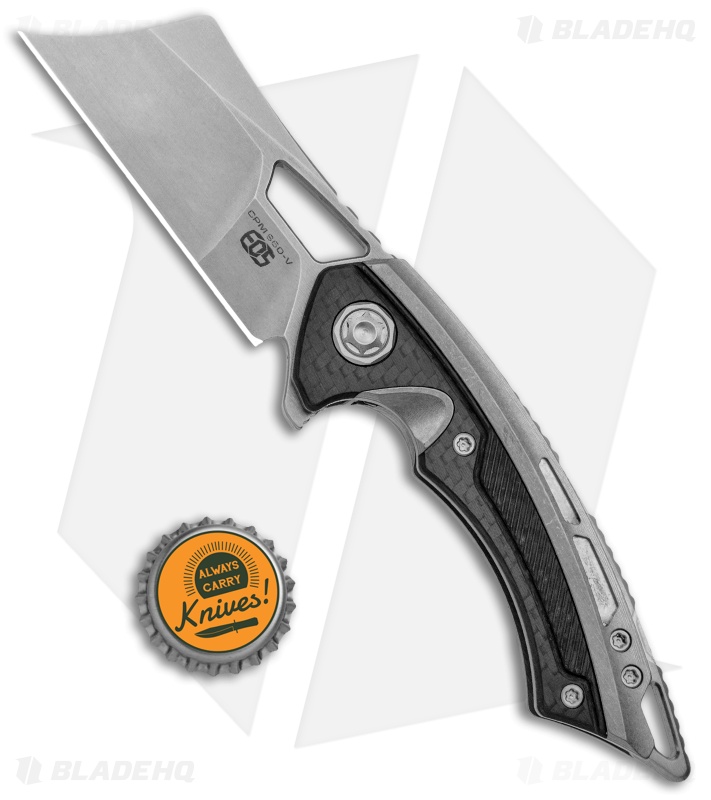 EOS Mini Nautilus Frame Lock Knife Stonewashed Titanium/Carbon Fiber (3.1" SW)