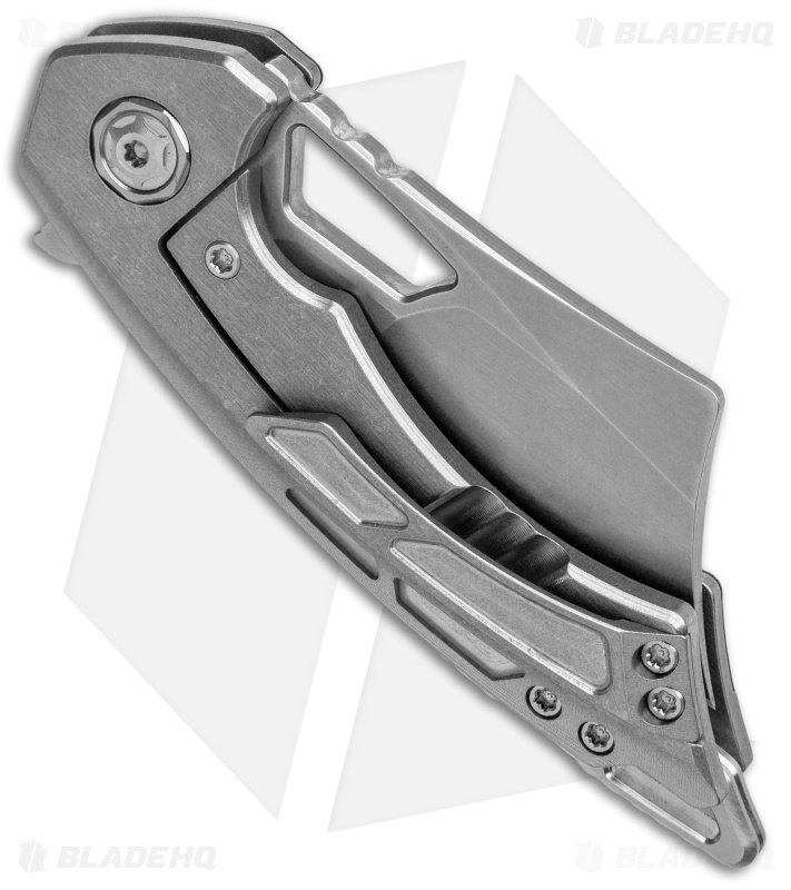 EOS Mini Nautilus Frame Lock Knife Stonewashed Titanium/Carbon Fiber (3.1" SW)