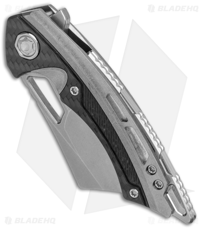 EOS Mini Nautilus Frame Lock Knife Stonewashed Titanium/Carbon Fiber (3.1" SW)