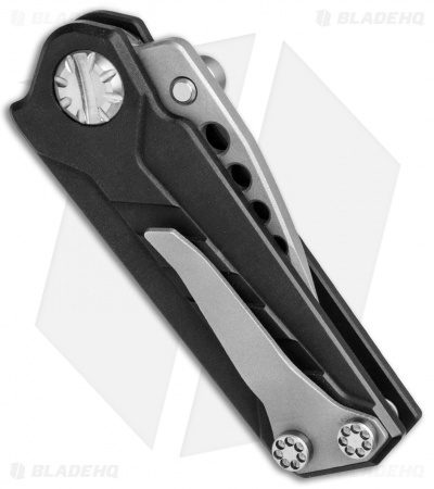 EOS Prawn Tanto Friction Folder Knife Black Aluminum (2.1" Gray)