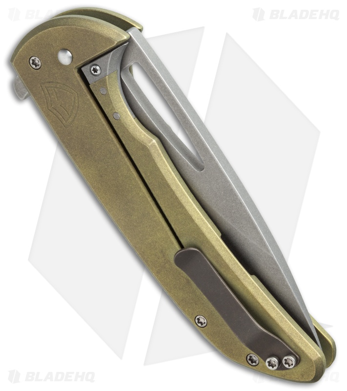 Ferrum Forge Archbishop Flipper Knife Gunny Green/Gold Ti (3.5" BB/SW)