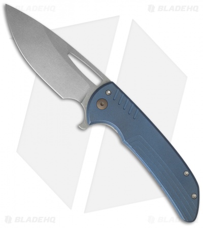 Ferrum Forge Archbishop Flipper Knife Gunny Blue Ti (3.5" BB/SW)