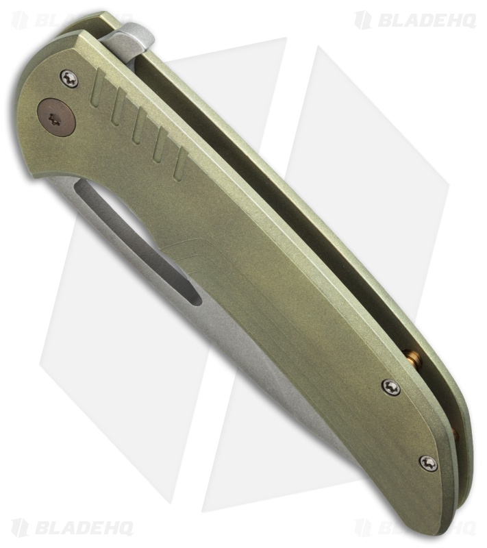 Ferrum Forge Archbishop Flipper Knife Gunny Green/Gold Ti (3.5" BB/SW)