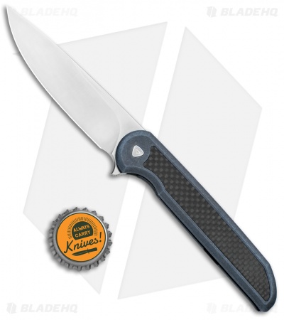 Ferrum Forge Exec Frame Lock Knife Blue Ti/Carbon Fiber (3.5" Satin) EXCF-BL