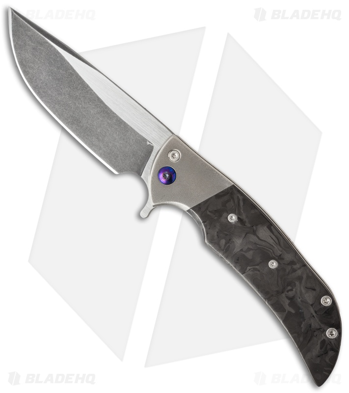 Ferrum Forge Custom Ferrum Forge Custom NGFR Flipper Knife Marbled CF (4