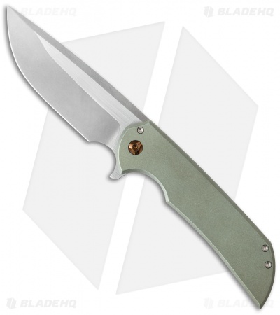 Ferrum Forge Mordax Flipper Knife Green/Plain (3.625" Stonewash)