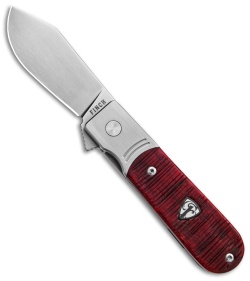 Finch Knives 1929 Nightcrawler Frame Lock Knife Red Ribbed Bone (2.5" Satin)