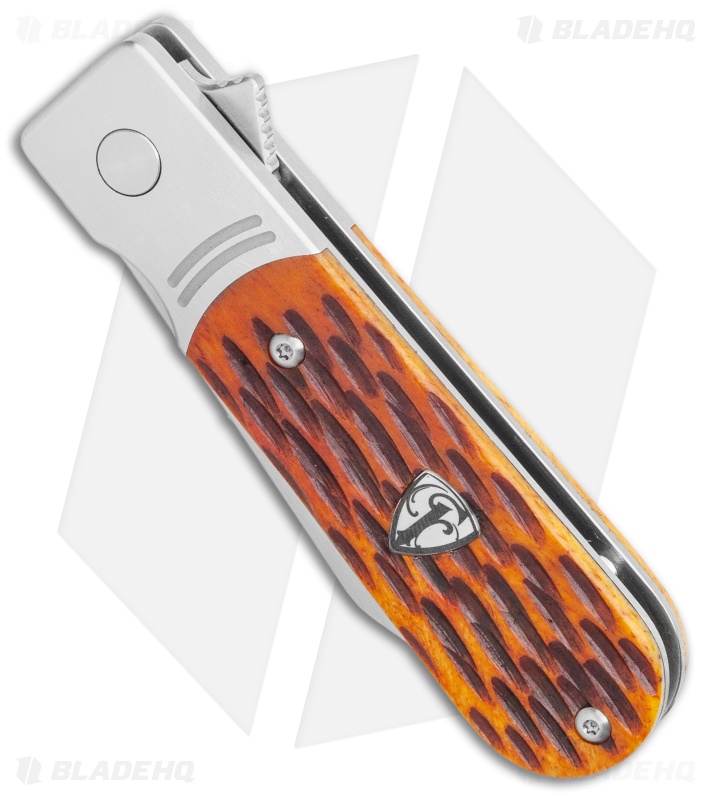 Finch Knives Model 1929 Frame Lock Knife Crawdad Tan Jigged Bone (2.5" Satin)