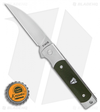 Finch Knife Co. Holliday Frame Lock Knife Sequoia Green Micarta (3.1" Satin)