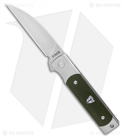 Finch Knife Co. Holliday Frame Lock Knife Sequoia Green Micarta (3.1" Satin)