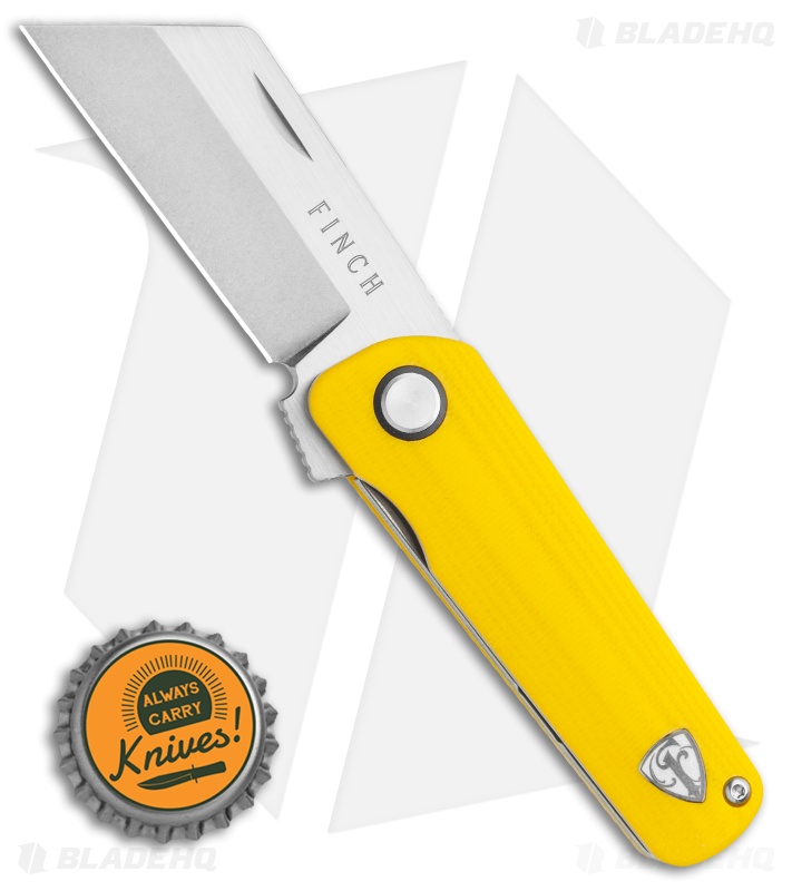 Finch Knife Co. Runtly Liner Lock Knife Yellow G-10  (2.25" Stonewash)