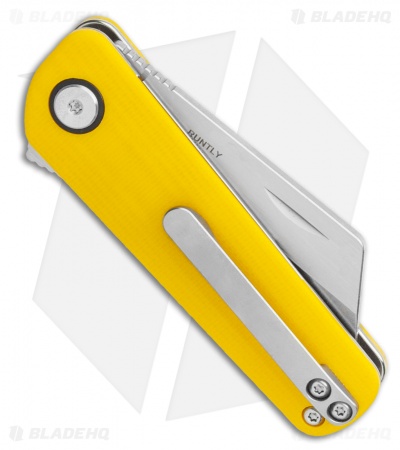Finch Knife Co. Runtly Liner Lock Knife Yellow G-10  (2.25" Stonewash)