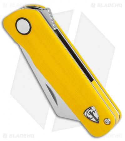 Finch Knife Co. Runtly Liner Lock Knife Yellow G-10  (2.25" Stonewash)