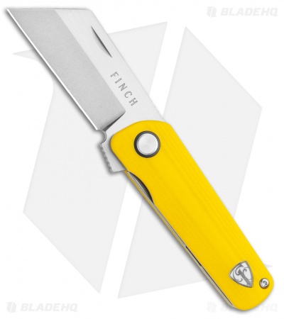 Finch Knife Co. Runtly Liner Lock Knife Yellow G-10  (2.25" Stonewash)