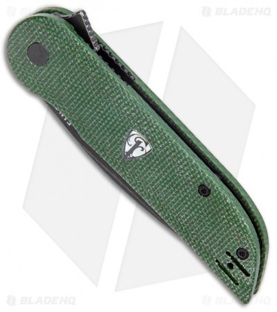 Finch Knife Co. Devil's Finger Liner Lock Green Micarta (3" Black Stonewash)