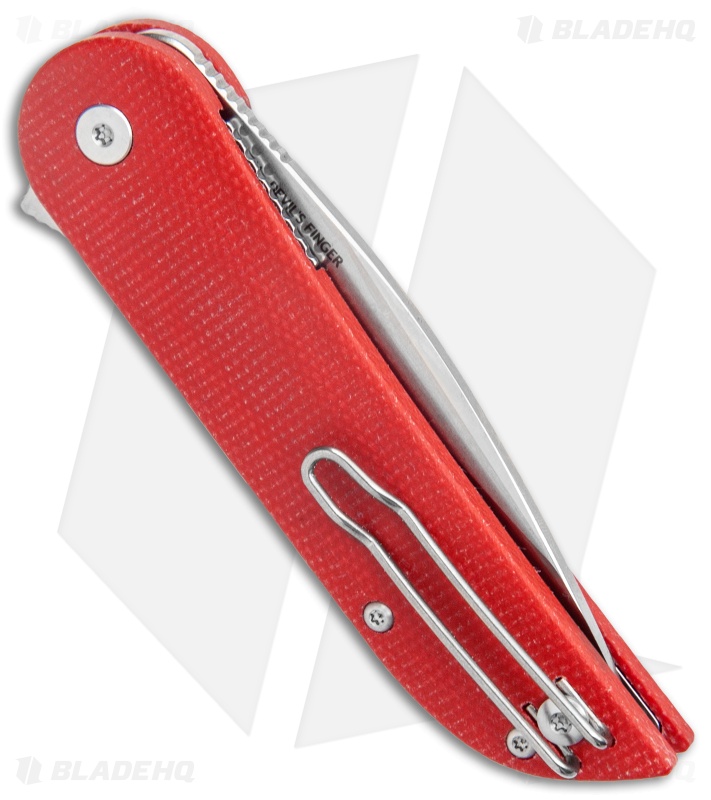 Finch Knife Co. Devil's Finger Liner Lock Knife Red Micarta (3" Satin)