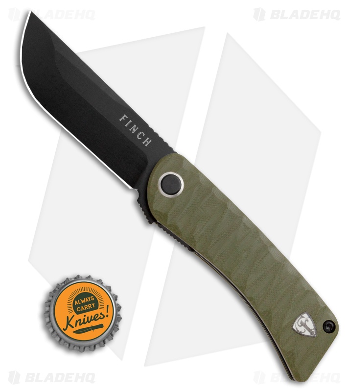 Finch Knife Co. Tikuna Liner Lock Knife OD Green G-10 (3" Black 154CM)