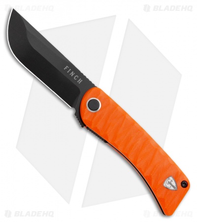 Finch Knife Co. Tikuna Liner Lock Knife Safety Orange G-10 (3" Black 154CM)