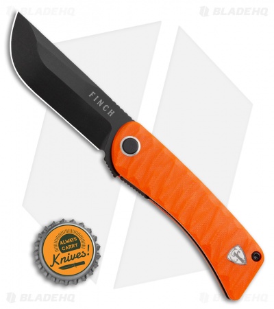 Finch Knife Co. Tikuna Liner Lock Knife Safety Orange G-10 (3" Black 154CM)