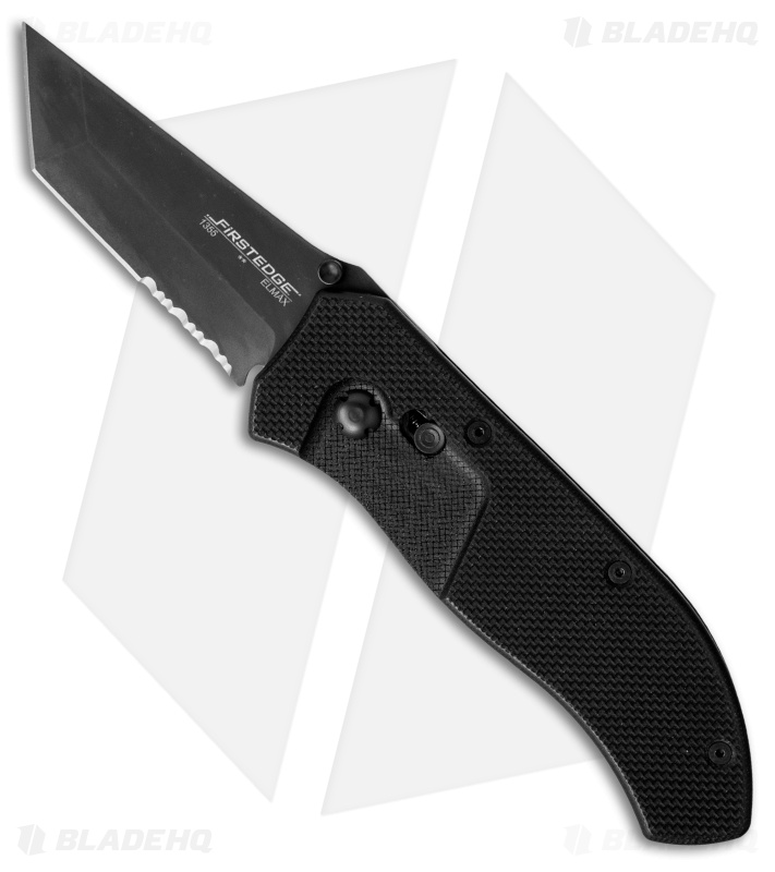 FirstEdge 1255 Tracklock Tanto Folding Knife Black G-10 (3" Black Serr)