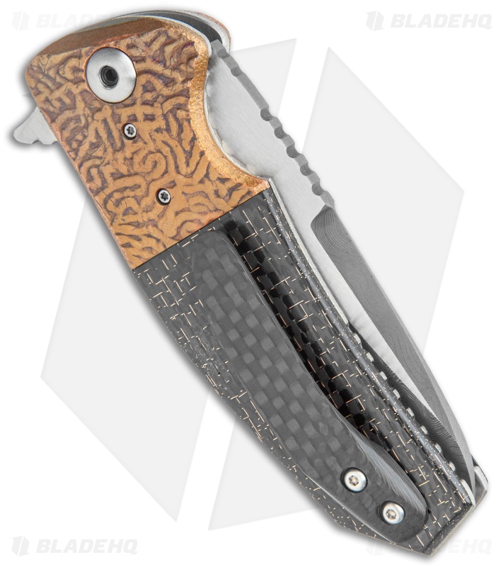Allen Elishewitz Custom Tank Flipper Knife LSCF/Copper (3.375" Damascus)