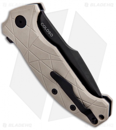 Amare Coloso Liner Lock Knife Tan G-10 (3.88" Black PVD)