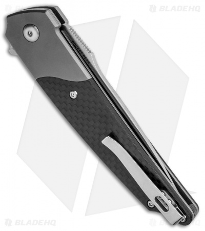 Amare Knives Pocket Peak Liner Lock Knife Gray/Carbon Fiber (3.5" Satin) 