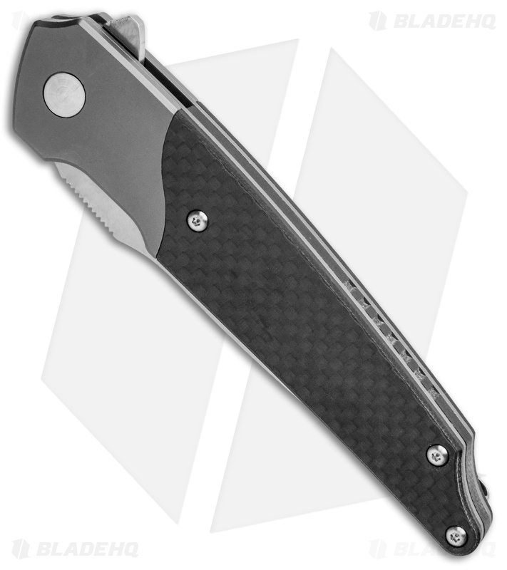 Amare Knives Pocket Peak Liner Lock Knife Gray/Carbon Fiber (3.5" Satin) 