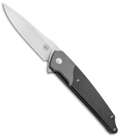 Amare Knives Pocket Peak Liner Lock Knife Gray/Carbon Fiber (3.5" Satin) 