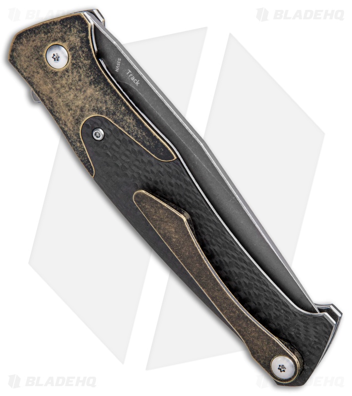 Amare Knives Track Liner Lock Knife Bronze/Carbon Fiber (3.75" Satin) 201808