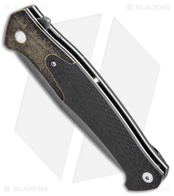 Amare Knives Track Liner Lock Knife Bronze/Carbon Fiber (3.75" Satin) 201808
