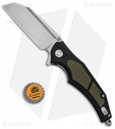 Artisan Cutlery Apache Liner Lock Knife Black/Green G-10 (3.5" Stonewash)