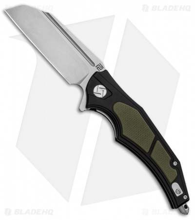 Artisan Cutlery Apache Liner Lock Knife Black/Green G-10 (3.5" Stonewash)