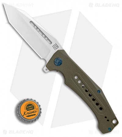 Artisan Cutlery Jungle Liner Lock Knife Green G-10 (3.8" Stonewash)