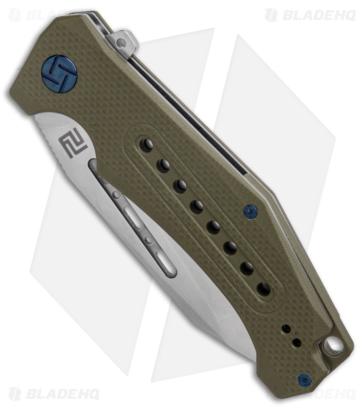 Artisan Cutlery Jungle Liner Lock Knife Green G-10 (3.8" Stonewash)