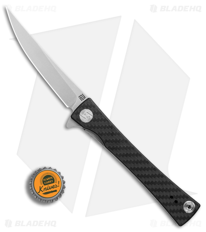 Artisan Cutlery S Waistline Liner Lock Knife Carbon Fiber (4" Stonewash)